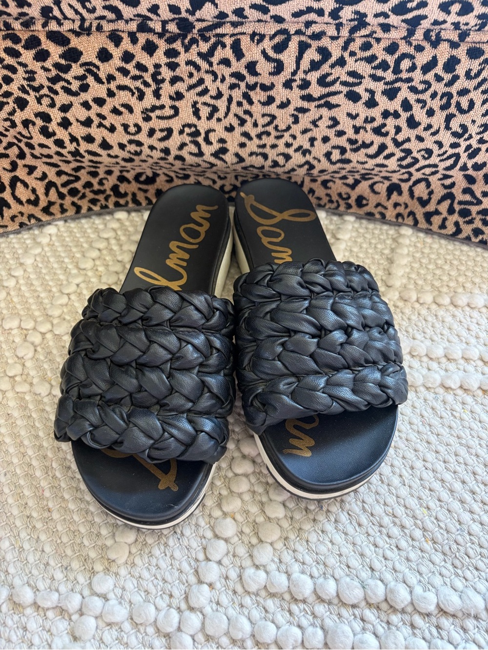 Sam Edelman Black Braided Slide Mules